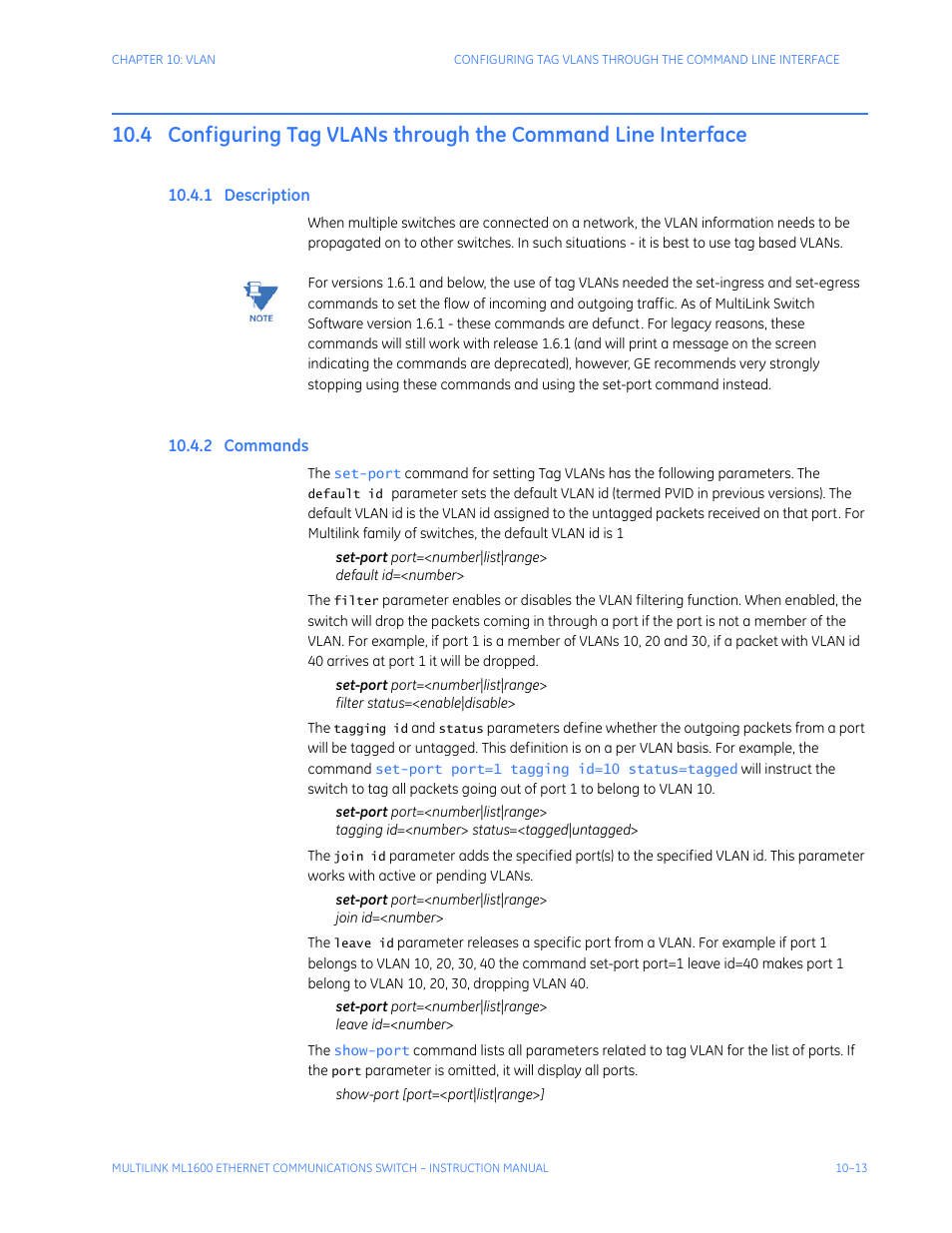 1 description, 2 commands, Escription | Ommands | GE ML1600 User Manual | Page 165 / 324
