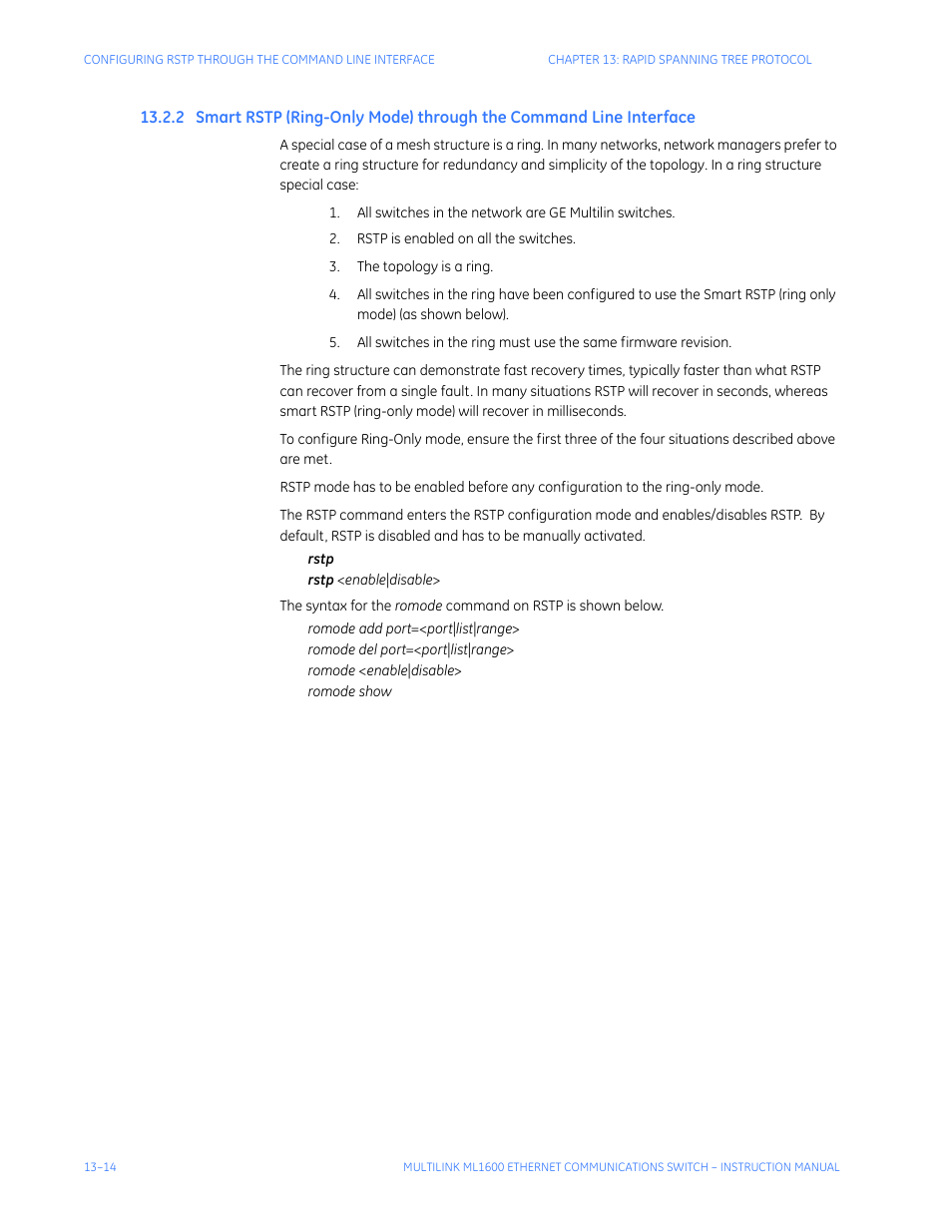 Mart, Rstp (r, Through | Ommand, Nterface | GE ML1600 User Manual | Page 212 / 324