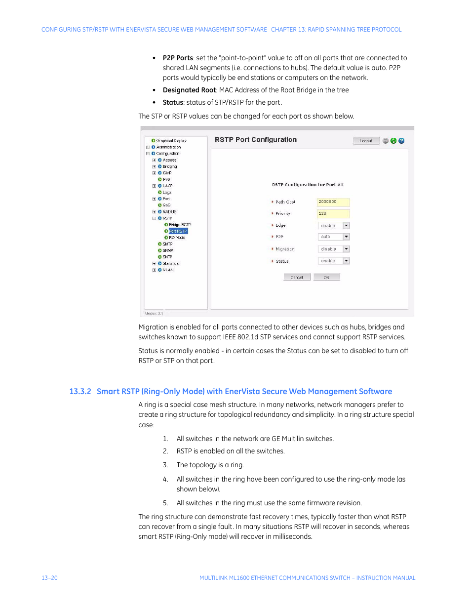 Mart, Rstp (r, With | Ista, Ecure, Anagement, Oftware | GE ML1600 User Manual | Page 218 / 324