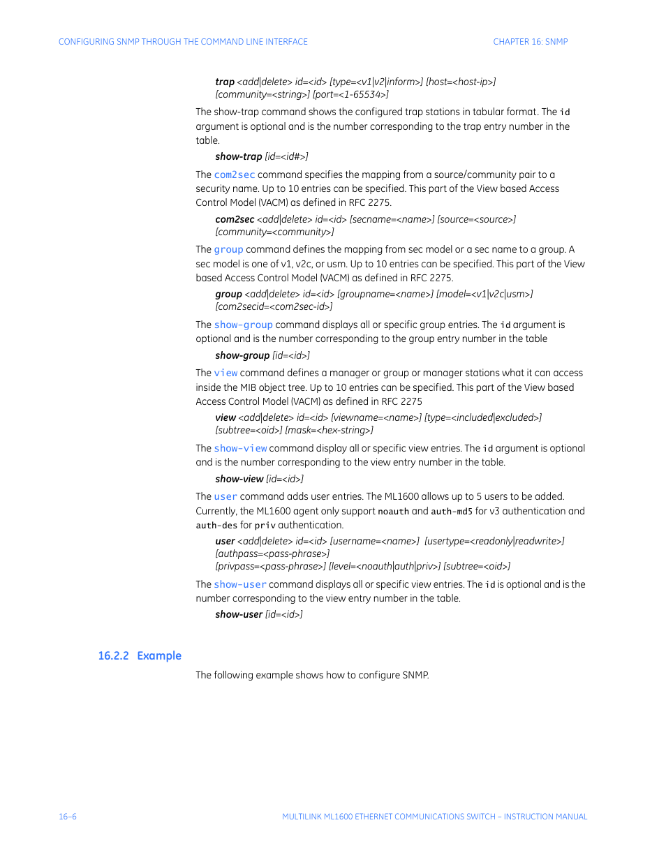 2 example, Xample | GE ML1600 User Manual | Page 252 / 324