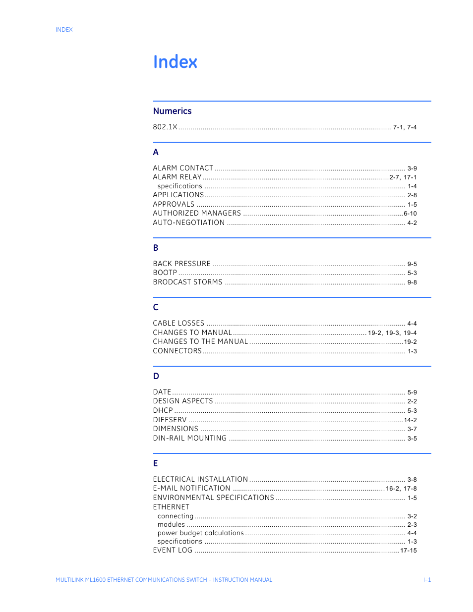 Numerics, Index | GE ML1600 User Manual | Page 321 / 324