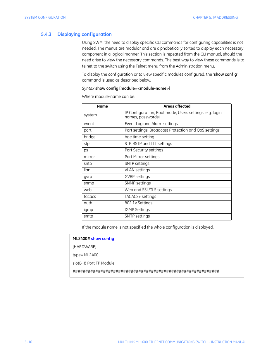 3 displaying configuration, Isplaying, Configuration | GE ML1600 User Manual | Page 78 / 324