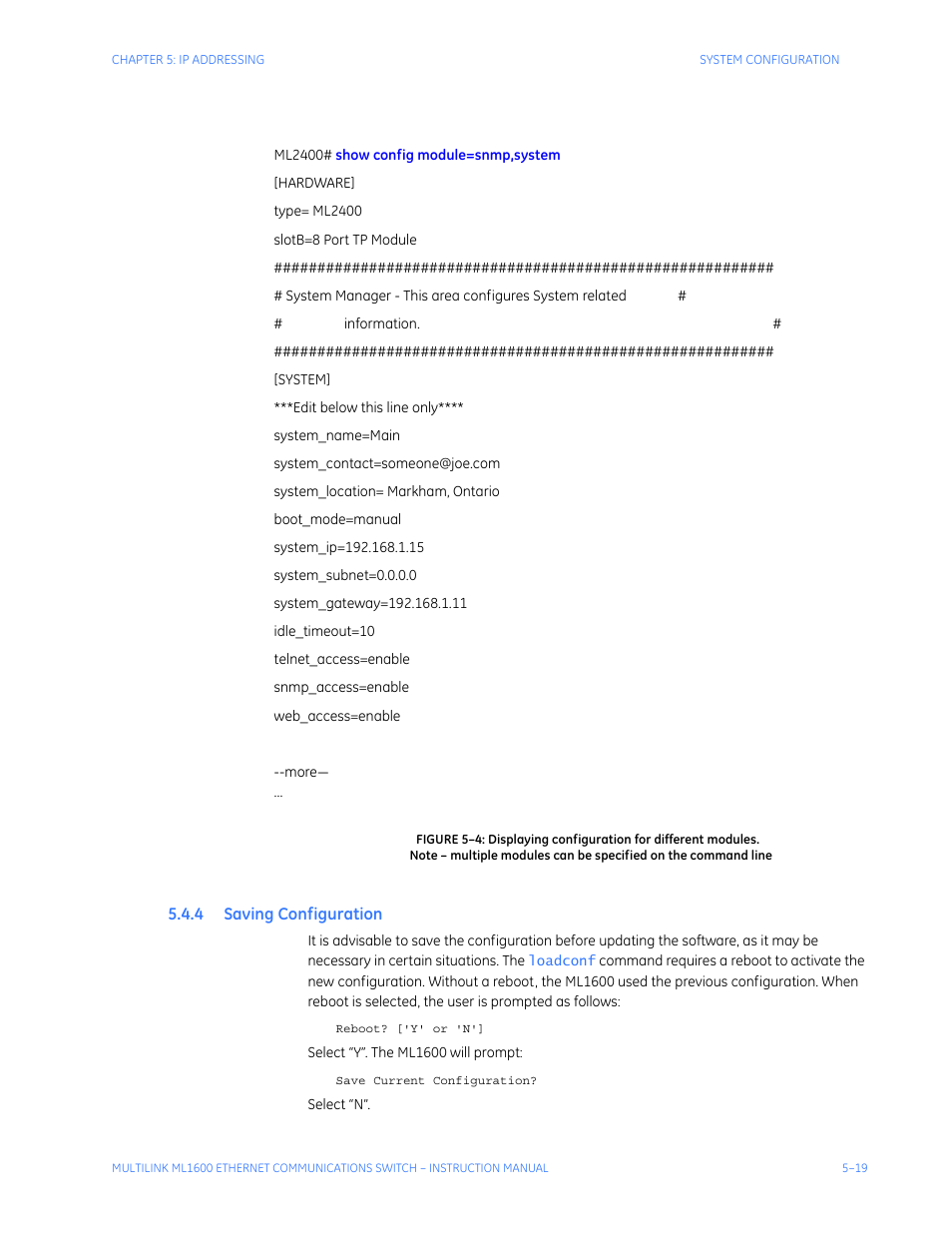 4 saving configuration, Aving, Onfiguration | Saving | GE ML1600 User Manual | Page 81 / 324