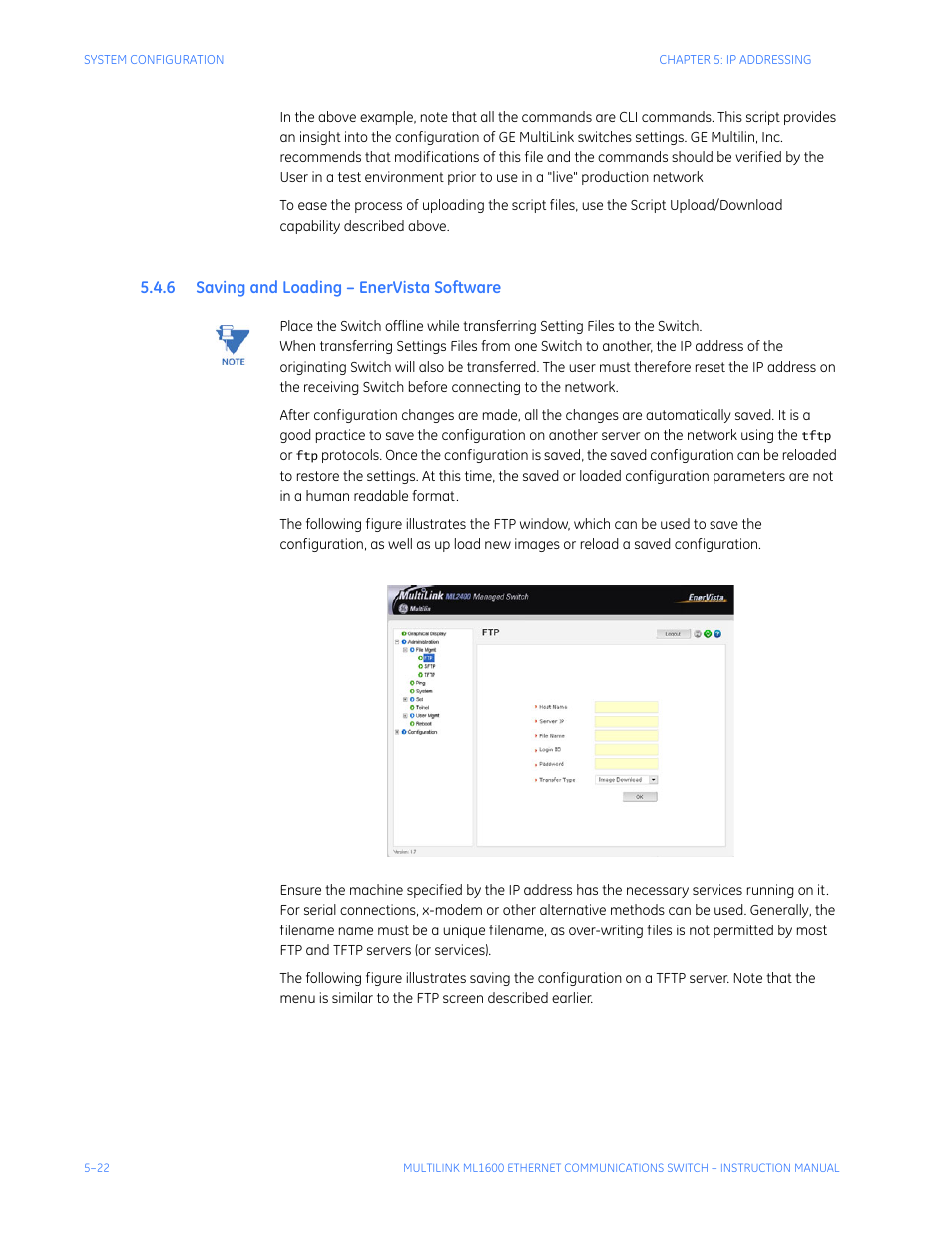 6 saving and loading – enervista software, Aving, Oading | Ista, Oftware | GE ML1600 User Manual | Page 84 / 324