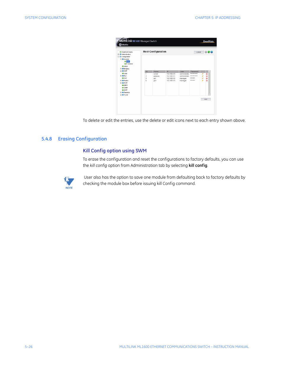 8 erasing configuration, Rasing, Onfiguration | GE ML1600 User Manual | Page 88 / 324