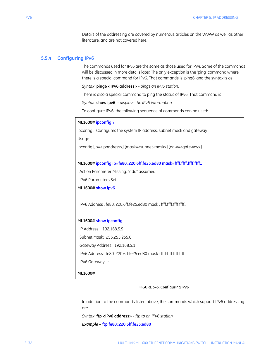 4 configuring ipv6, Onfiguring | GE ML1600 User Manual | Page 94 / 324