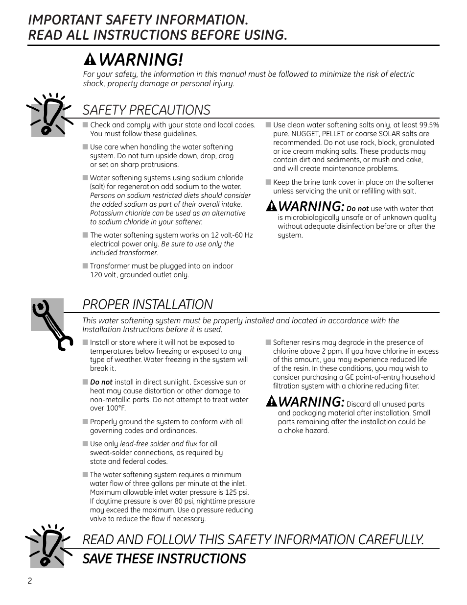 Safety information, Warning | GE GNPR40L User Manual | Page 2 / 36