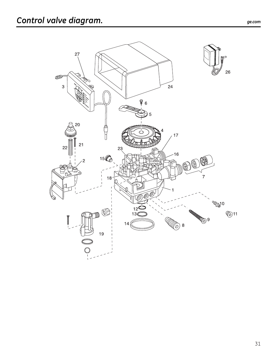 Control valve diagram/parts, Control valve diagram/parts , 33, Control valve diagram | GE GNPR40L User Manual | Page 31 / 36