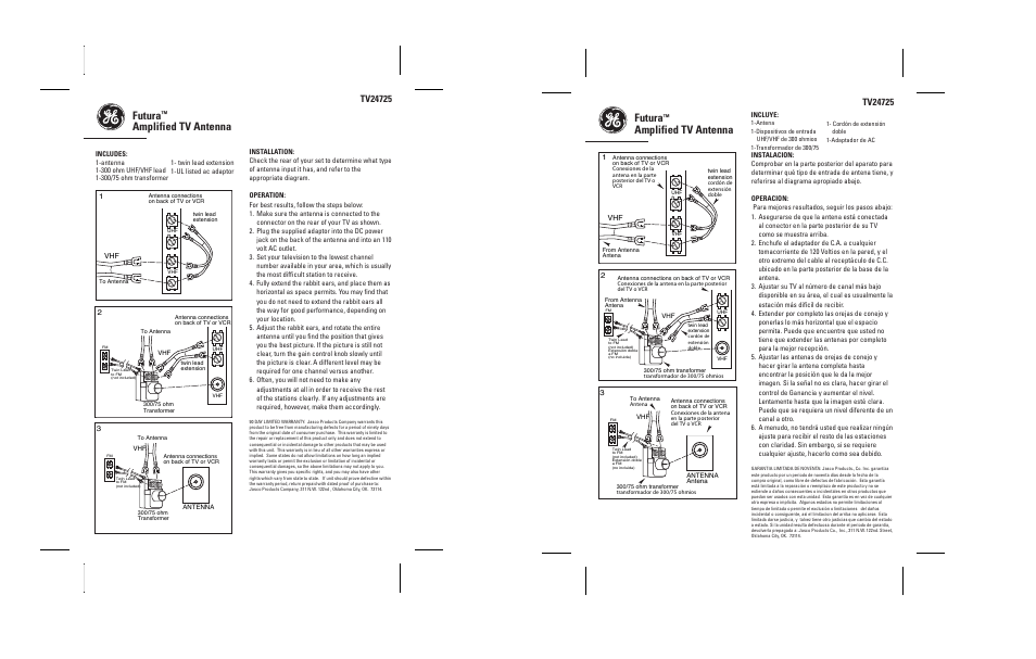 GE TV24725 User Manual | 1 page