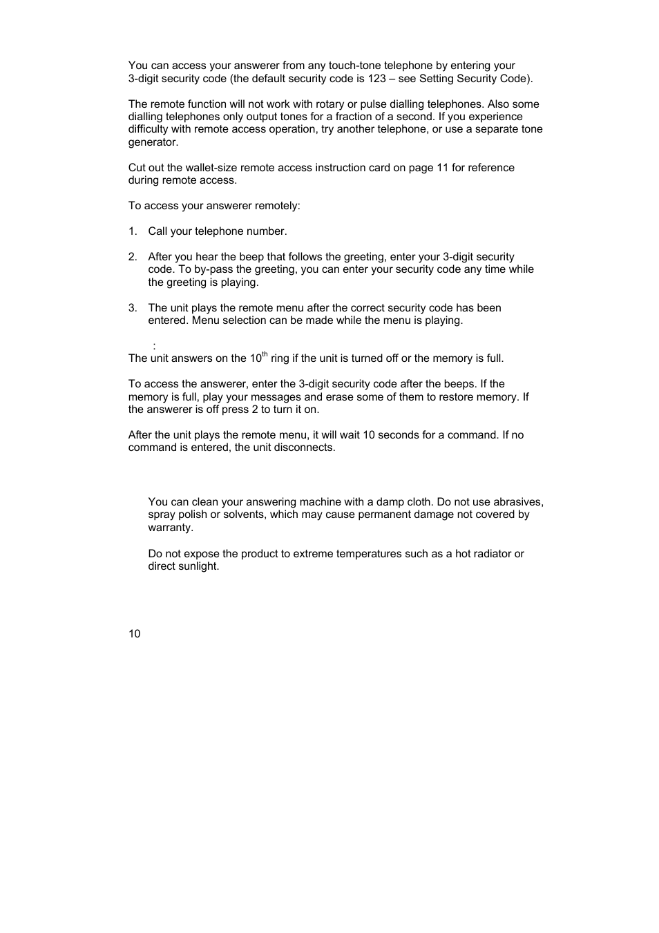 Remote access | GE NZ 29878 User Manual | Page 10 / 14