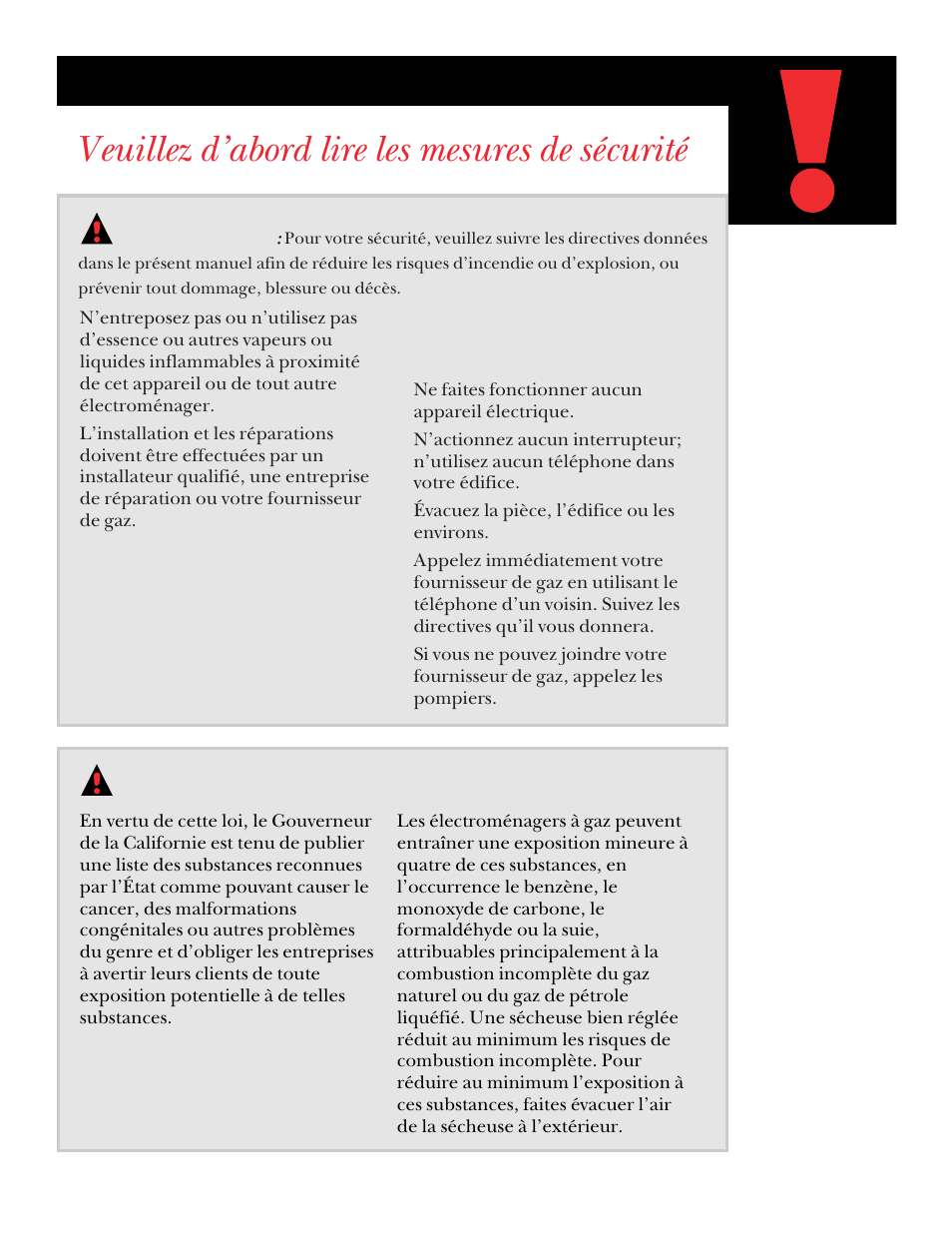 Veuillez d’abord lire les mesures de sécurité, Mesures de sécurité importantes | GE DNSR473 User Manual | Page 27 / 76