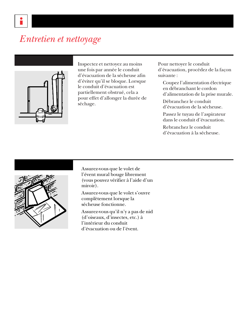 Entretien et nettoyage, Renseignements utiles | GE DNSR473 User Manual | Page 40 / 76