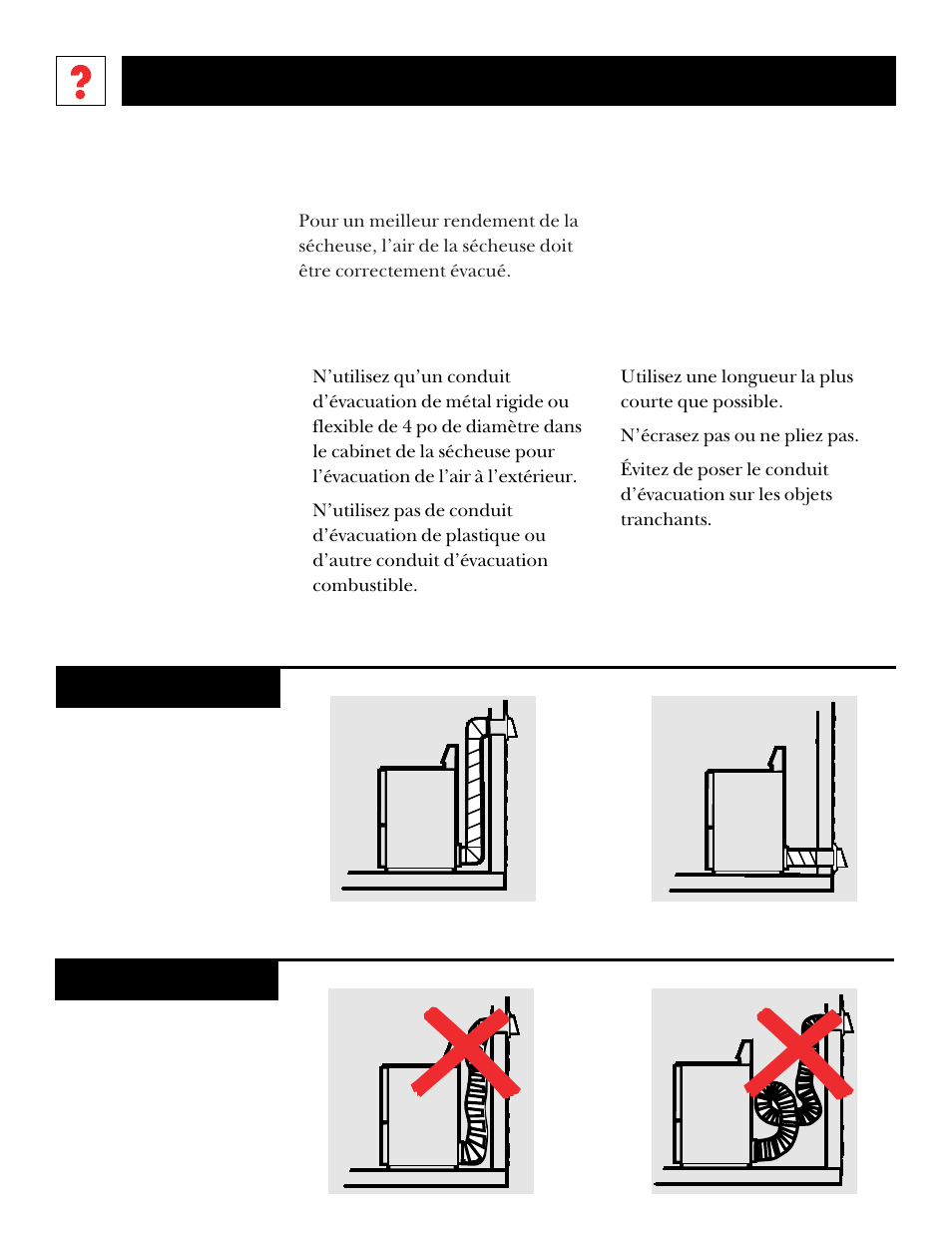 Évacuation de la sécheuse | GE DNSR473 User Manual | Page 44 / 76