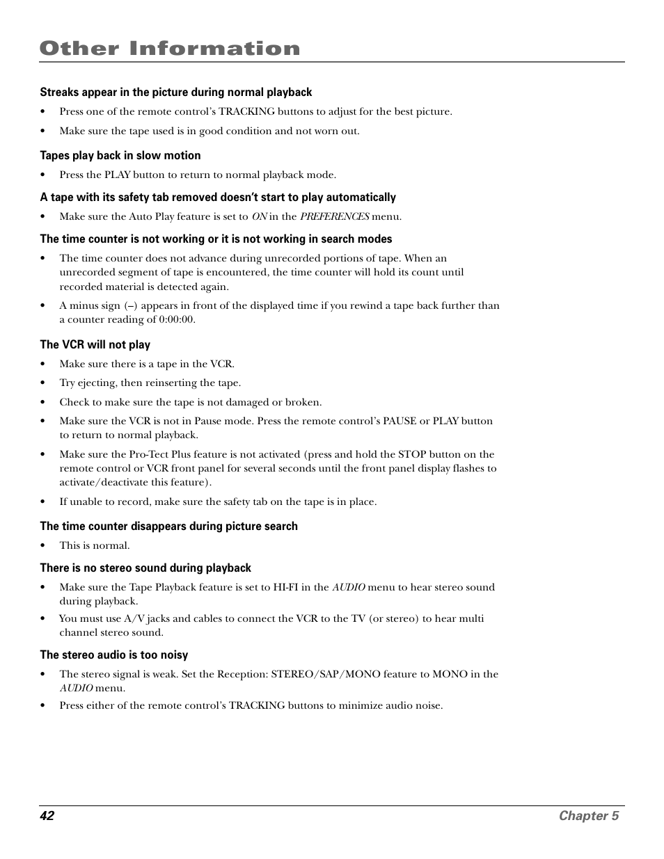 Other information | GE VG4250 User Manual | Page 44 / 56
