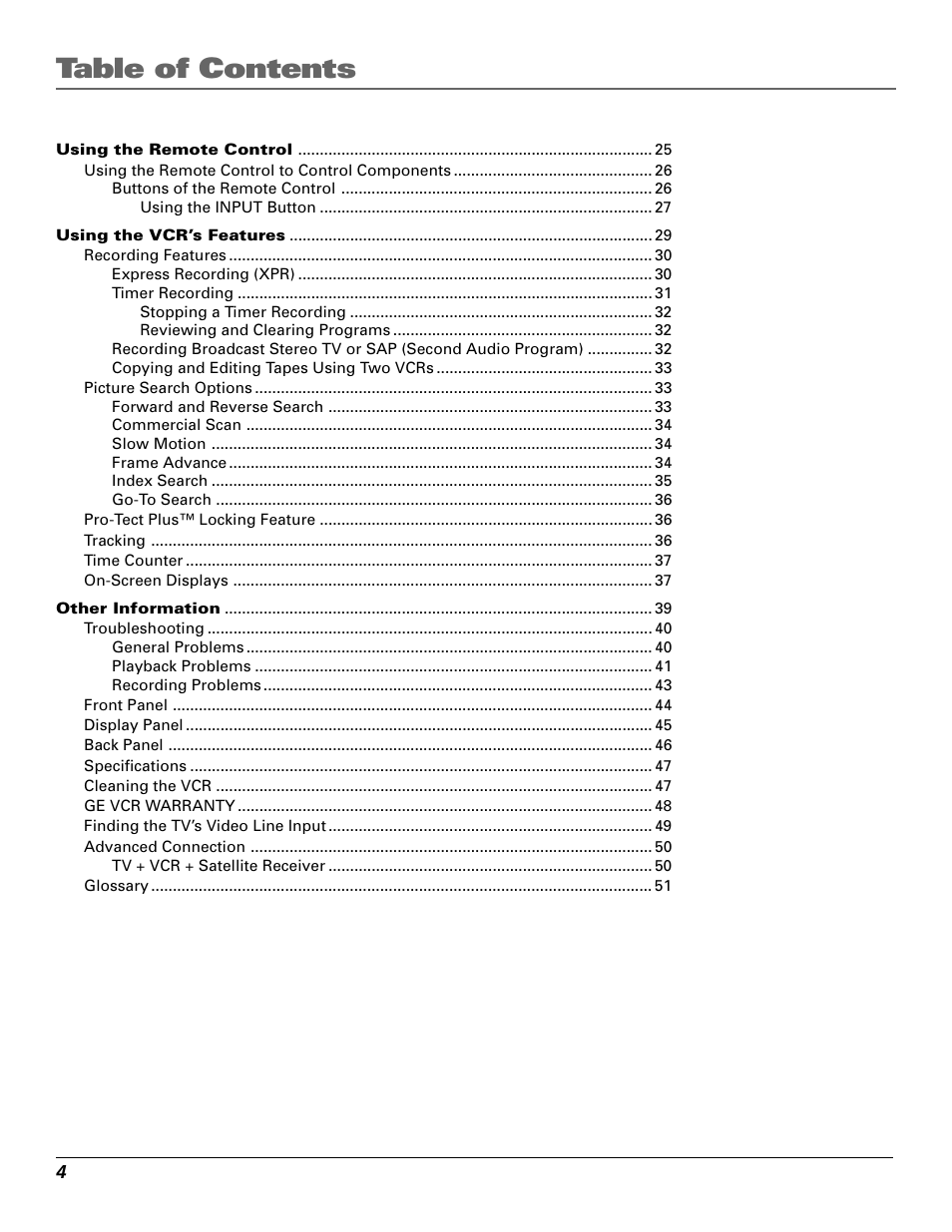 GE VG4250 User Manual | Page 6 / 56