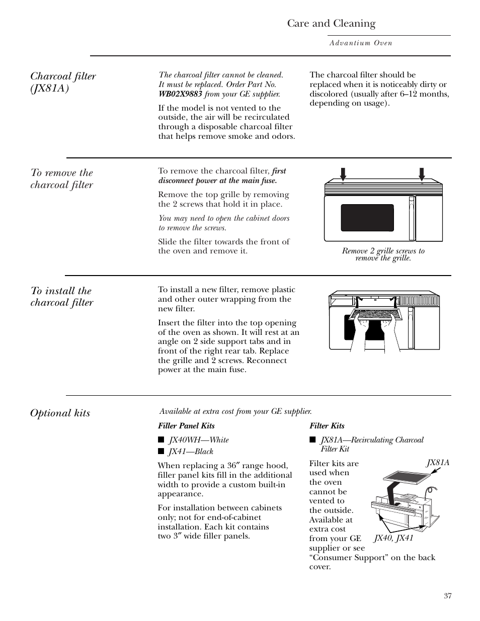 Optional accessories | GE SCA2001 User Manual | Page 37 / 44