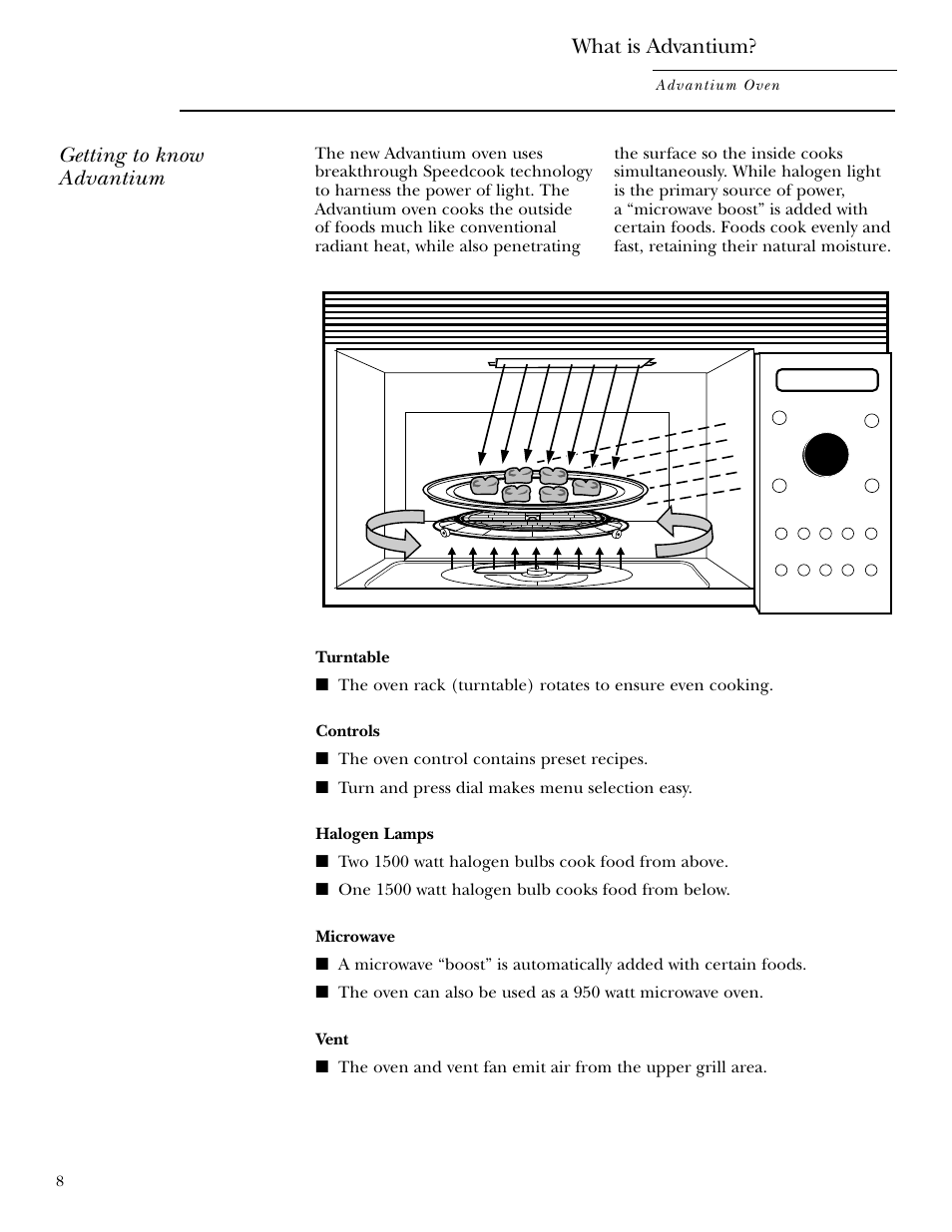 What is advantium, Getting to know advantium | GE SCA2001 User Manual | Page 8 / 44