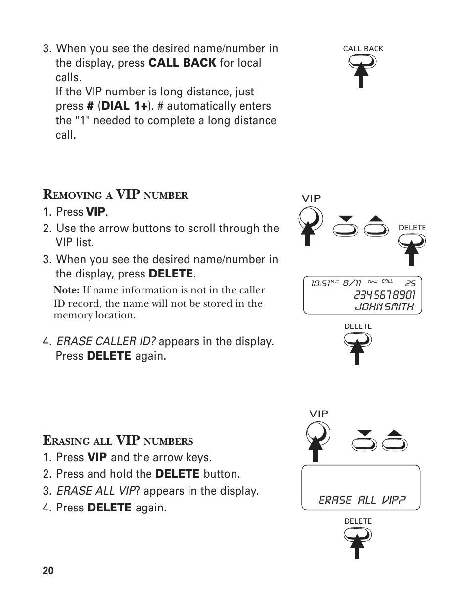 Erase all vip | GE 2-9772 User Manual | Page 20 / 32