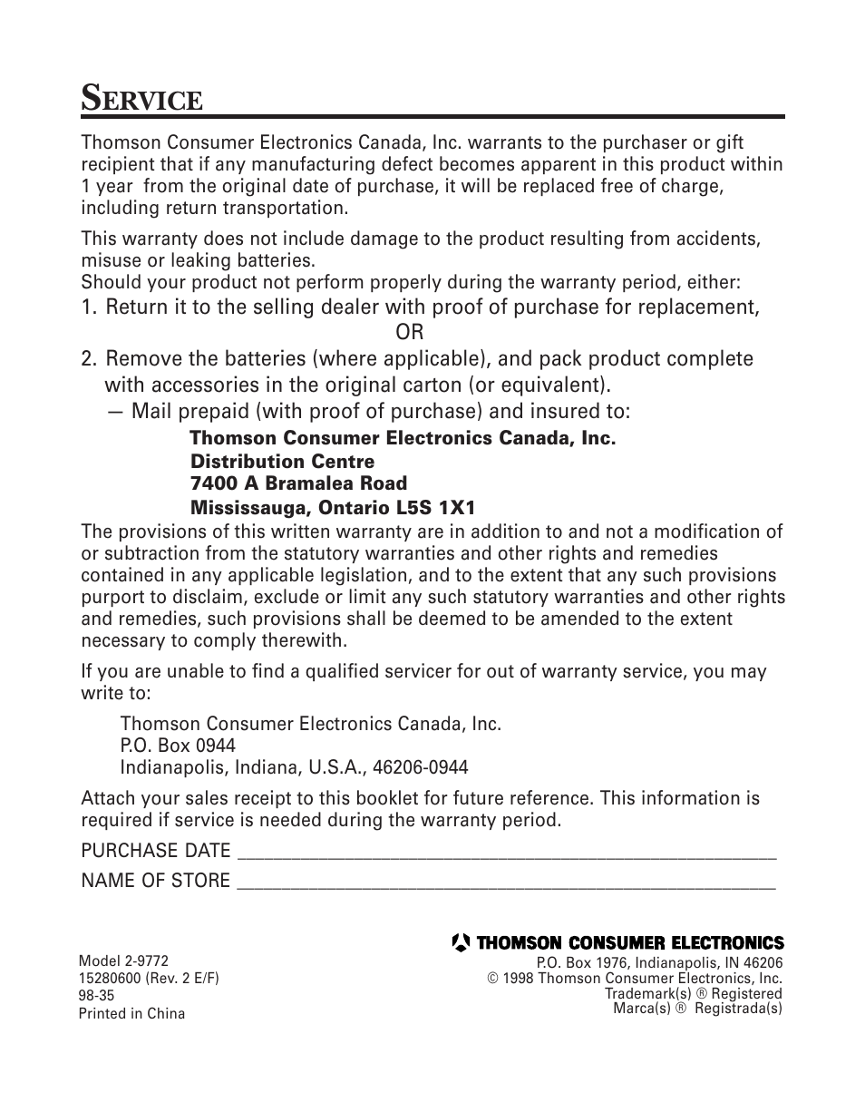 Ervice | GE 2-9772 User Manual | Page 32 / 32
