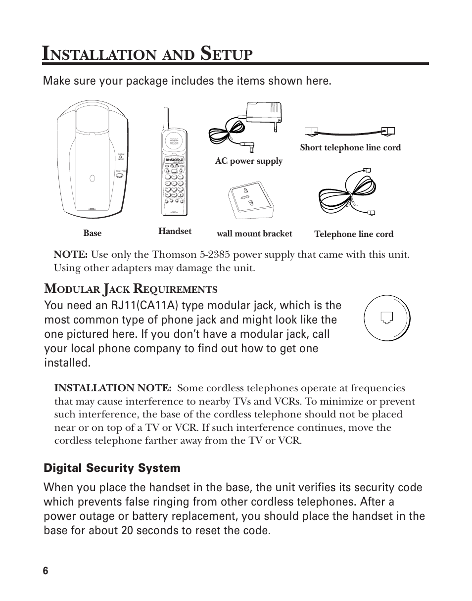 Nstallation, Etup, Odular | Equirements, Wall mount bracket | GE 2-9772 User Manual | Page 6 / 32