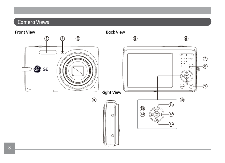 Camera views | GE E1450W User Manual | Page 11 / 85