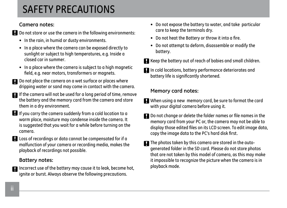 Safety precautions | GE E1450W User Manual | Page 3 / 85