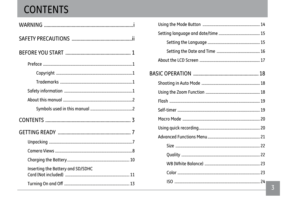 GE E1450W User Manual | Page 6 / 85
