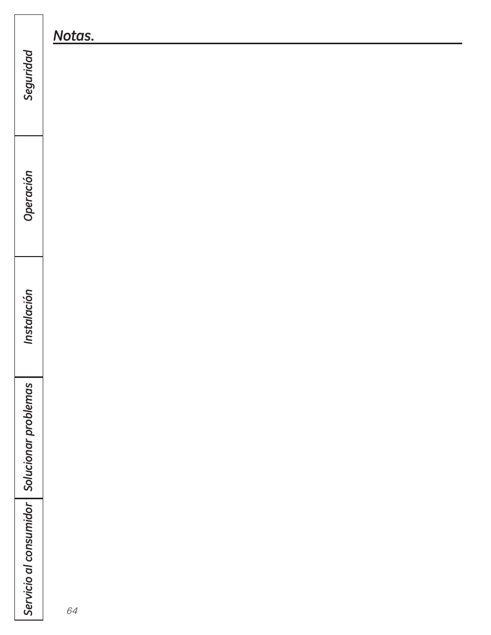 Notas | GE GBC12IAX User Manual | Page 64 / 68