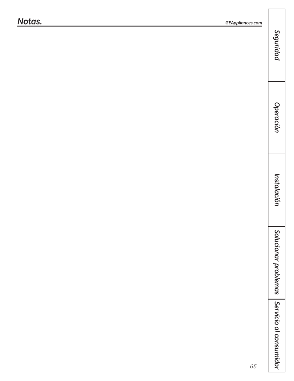 Notas | GE GBC12IAX User Manual | Page 65 / 68