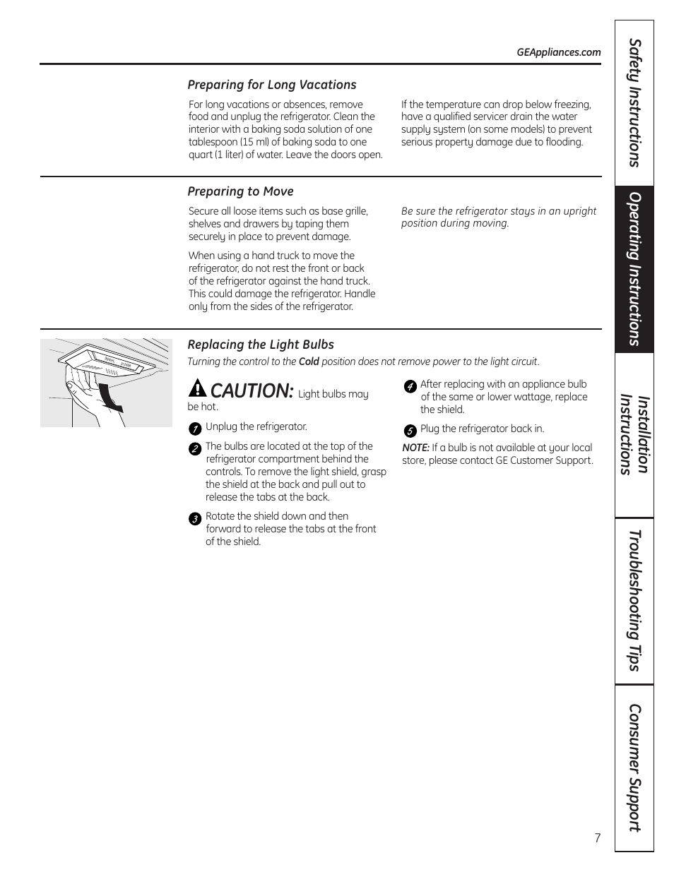 Caution | GE GBC12IAX User Manual | Page 7 / 68