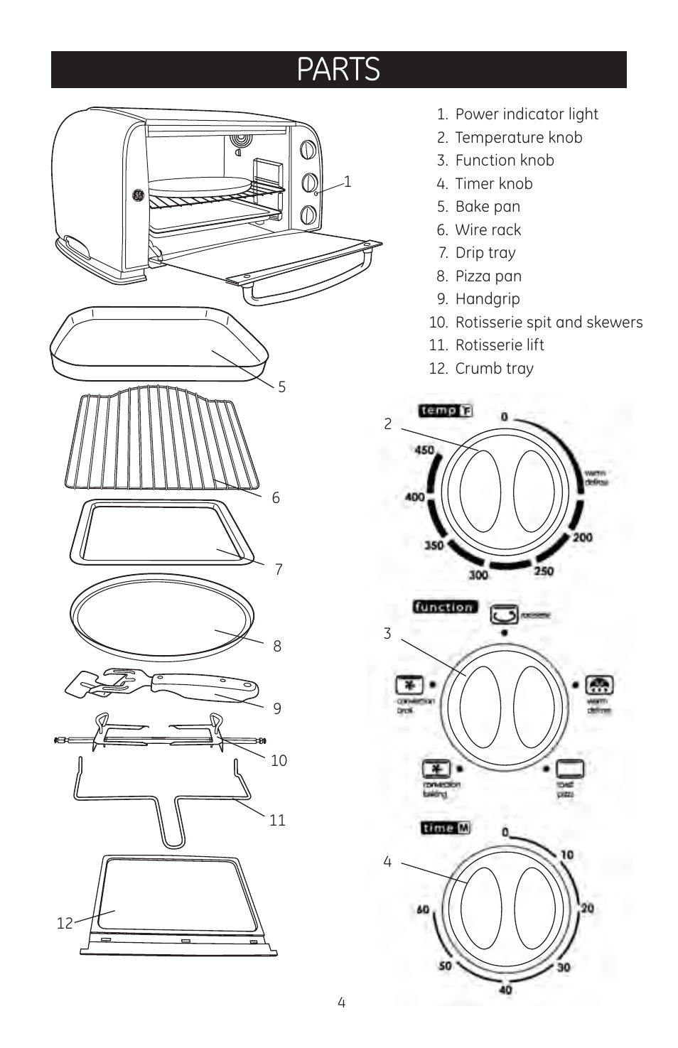 Parts | GE 169074 User Manual | Page 4 / 9