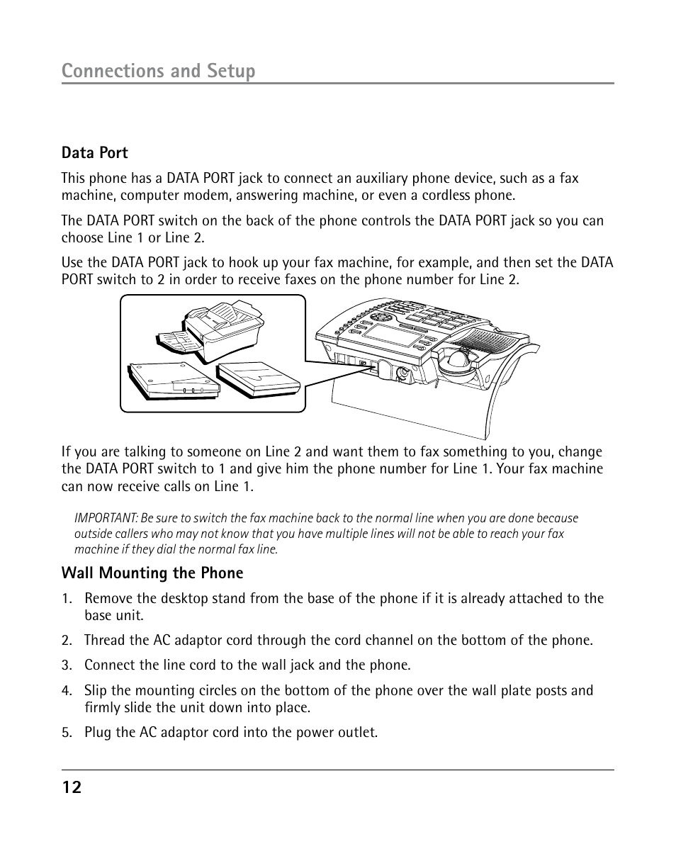 Connections and setup | GE 25203 User Manual | Page 12 / 40