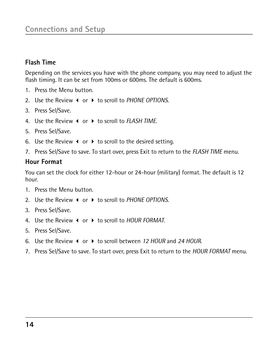 Connections and setup | GE 25203 User Manual | Page 14 / 40