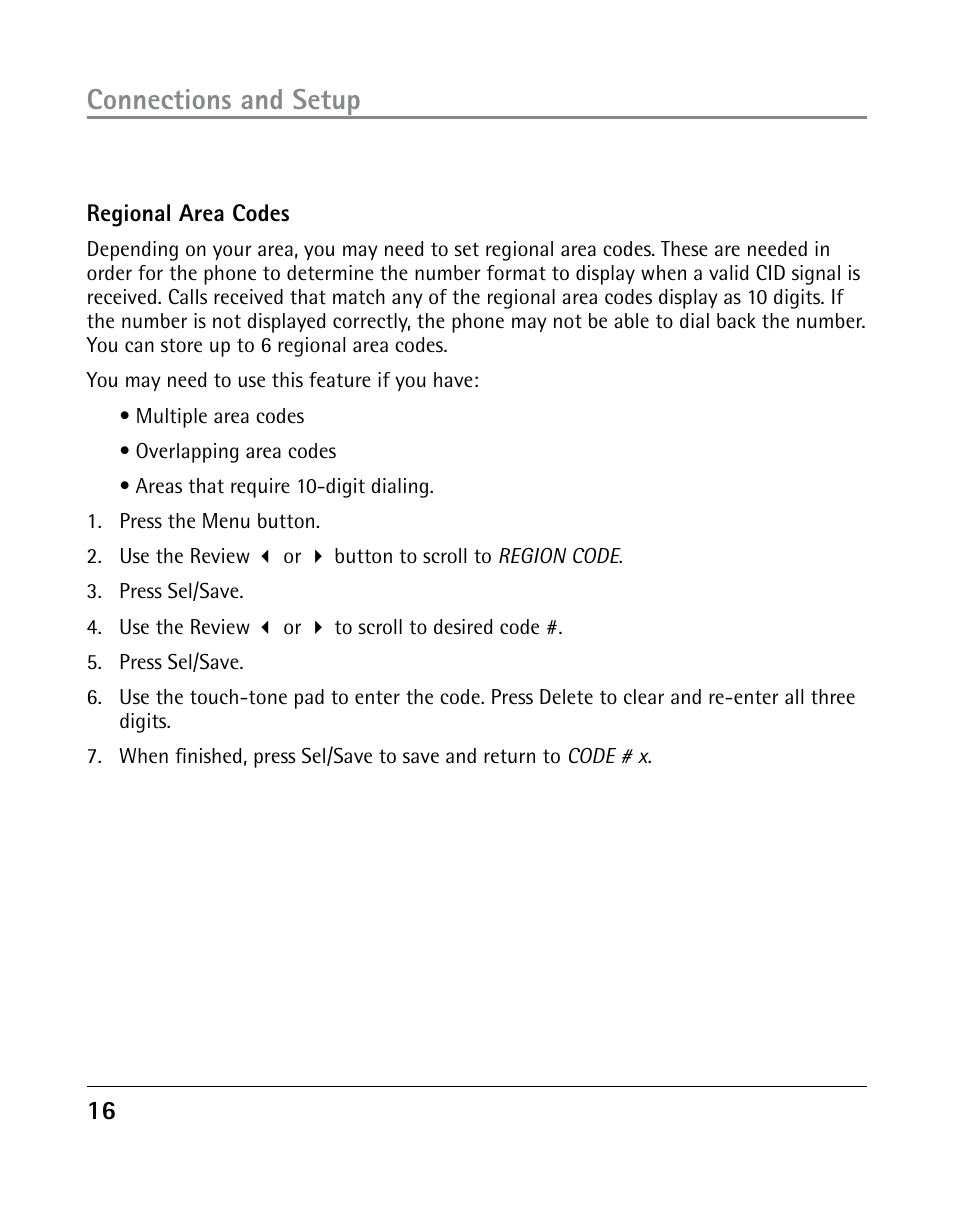 Connections and setup | GE 25203 User Manual | Page 16 / 40