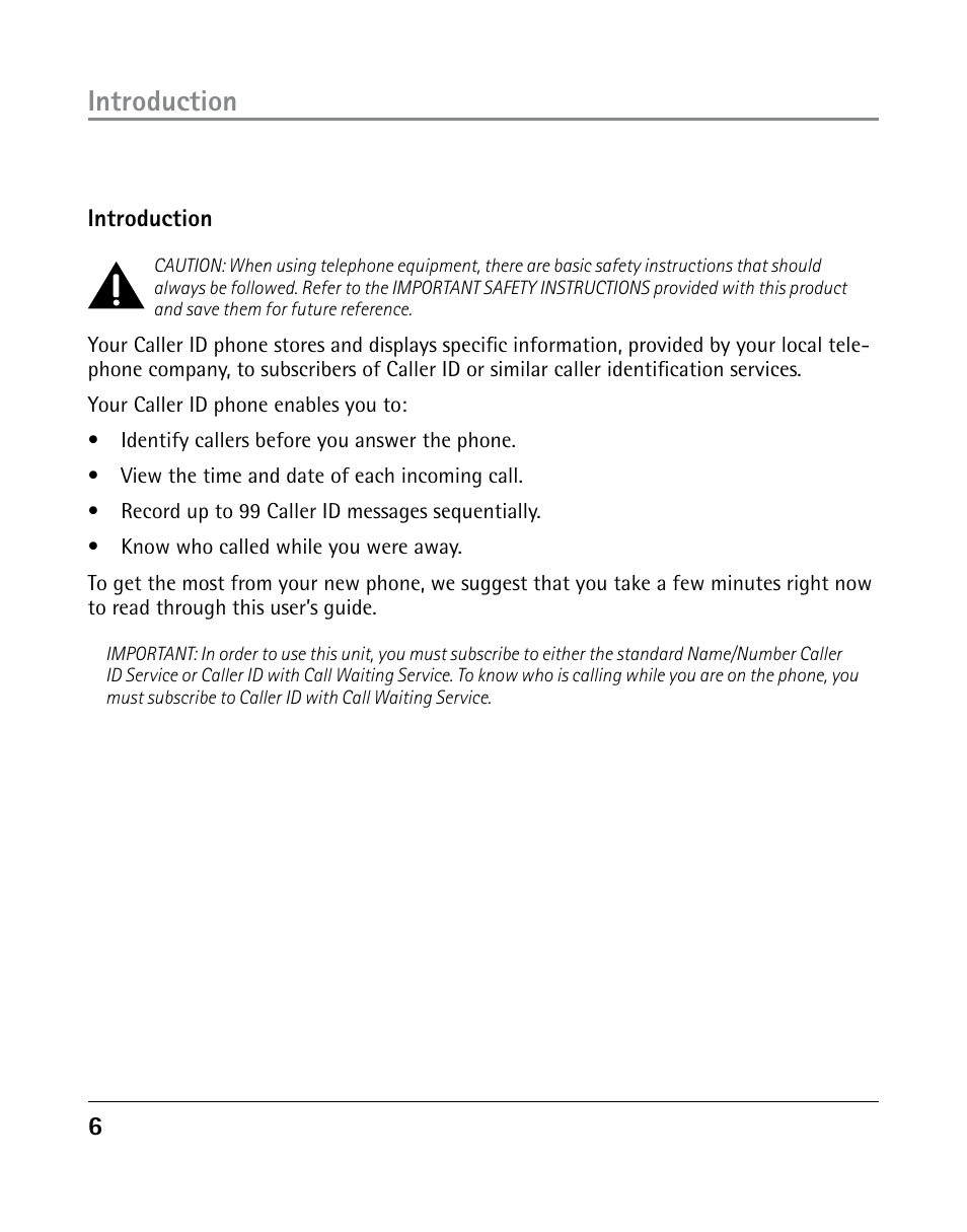 Introduction | GE 25203 User Manual | Page 6 / 40