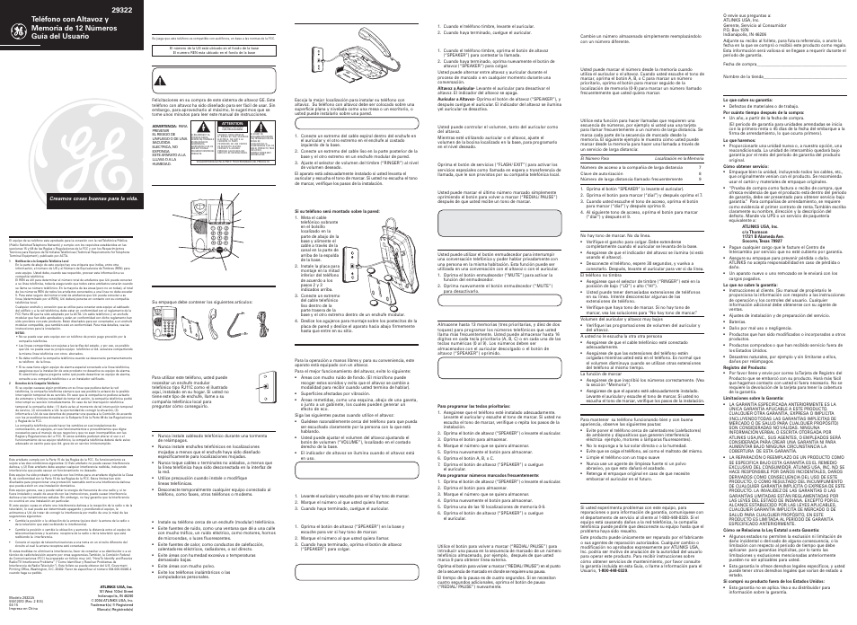 Cca) | GE 29322A User Manual | Page 2 / 2