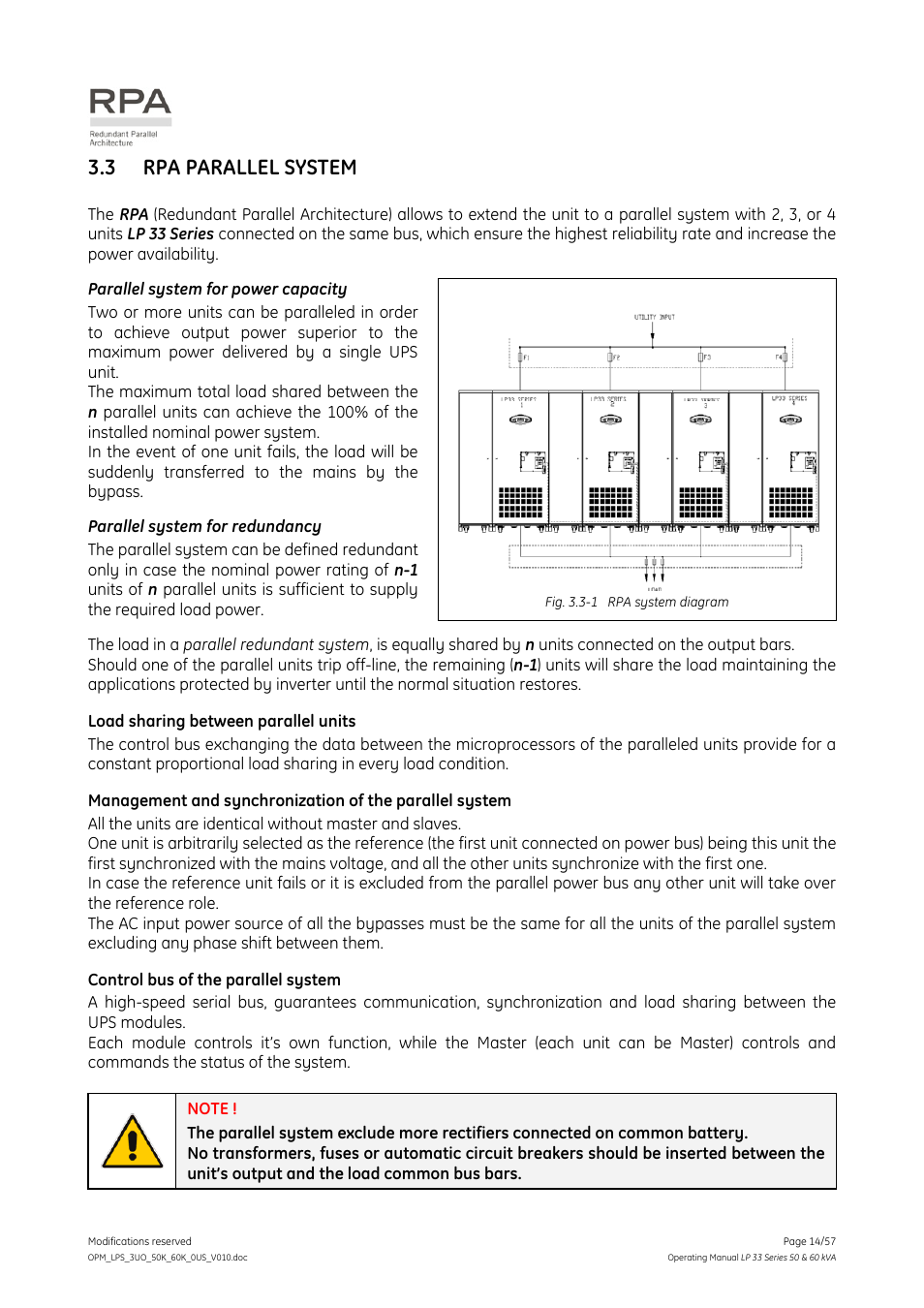 3 rpa parallel system, Rpa parallel system | GE DIGITAL ENERGY LP 33 User Manual | Page 14 / 57