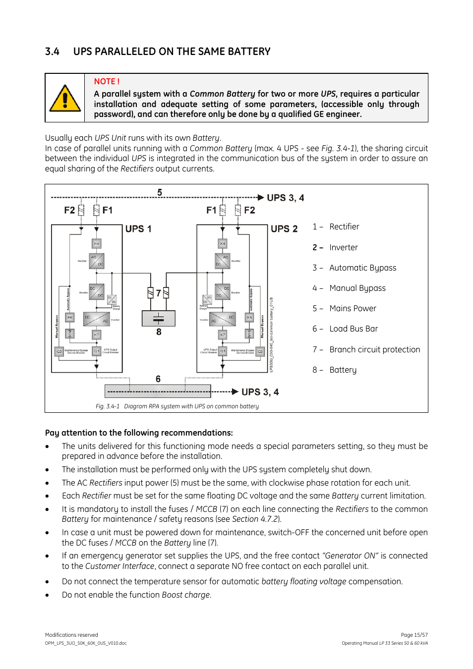4 ups paralleled on the same battery, Ups paralleled on the same battery | GE DIGITAL ENERGY LP 33 User Manual | Page 15 / 57