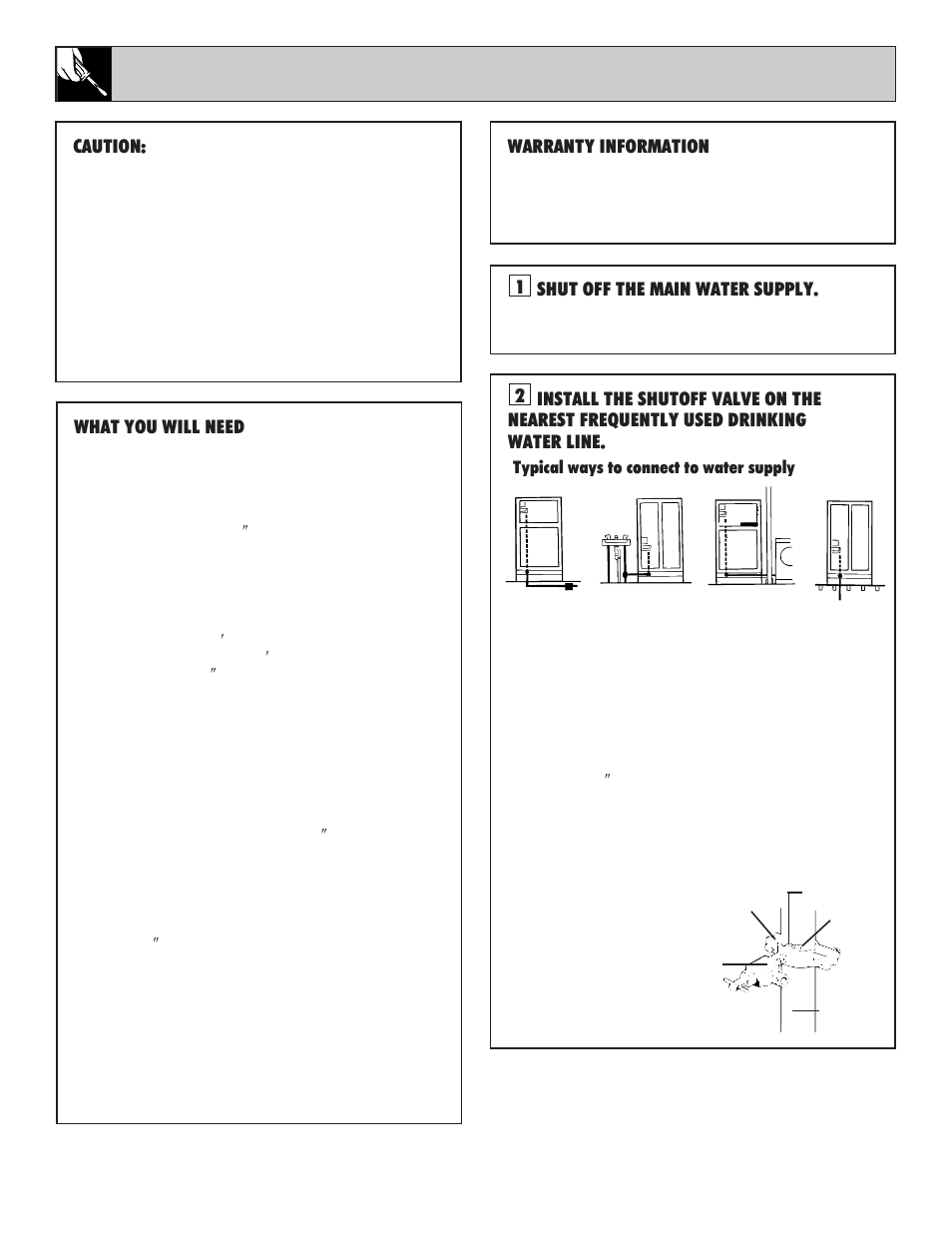 Water line installation, Water line installation , 13, Water line installation 12 | GE 162D7740P005 User Manual | Page 12 / 40