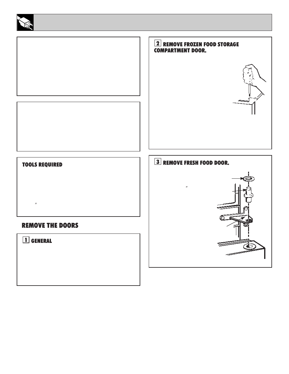 Reversing the door swing, Reversing the door swing –17, Reversing the door swing 14 | Remove the doors | GE 162D7740P005 User Manual | Page 14 / 40