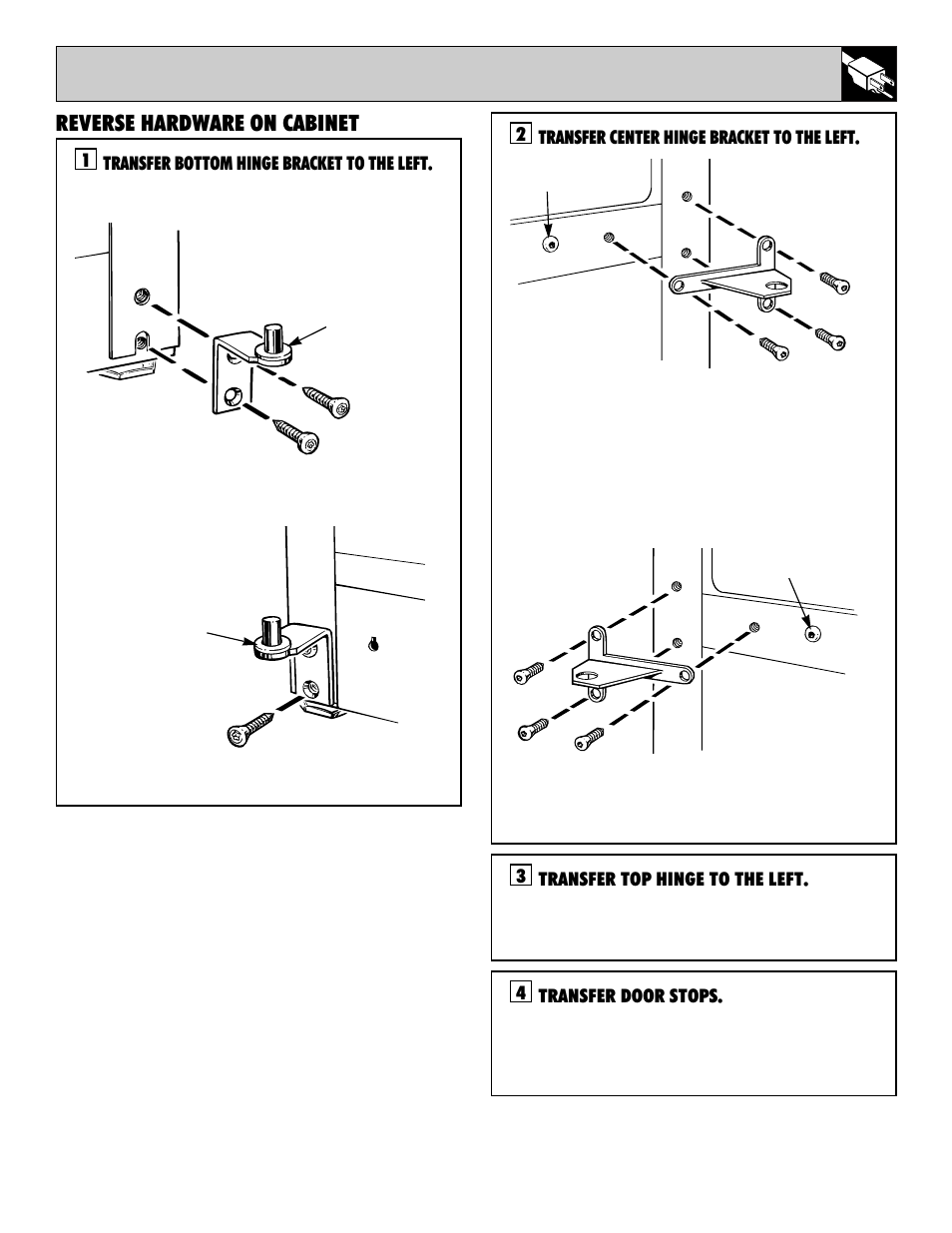 Reverse hardware on cabinet | GE 162D7740P005 User Manual | Page 15 / 40