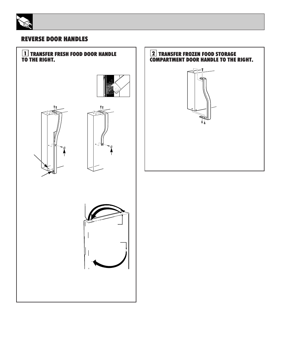 Reversing the door swing 16, Reverse door handles | GE 162D7740P005 User Manual | Page 16 / 40