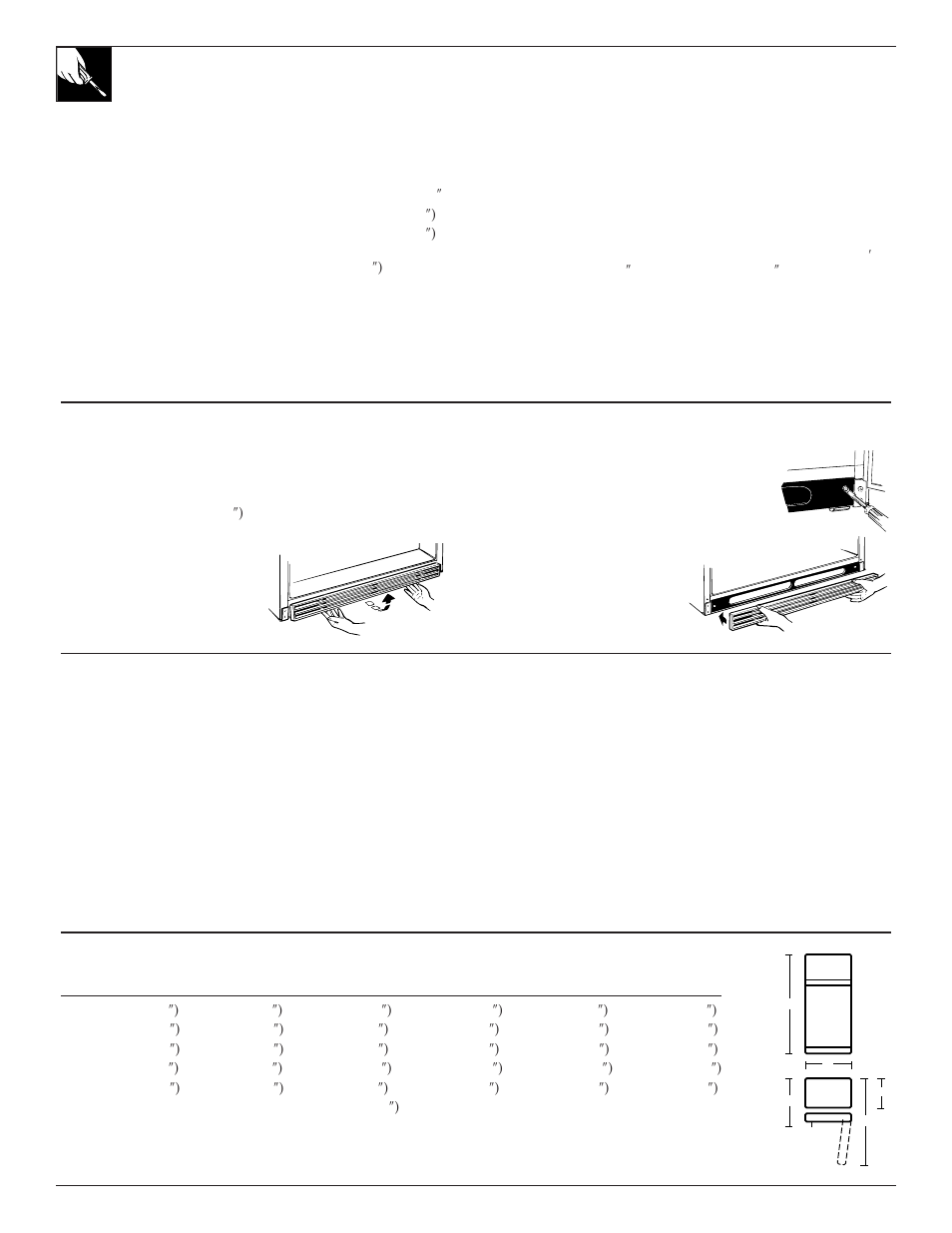 Preparacion, Espacio libre, Suministro de agua al dispositivo para hacer hielo | Ruedas, Preparación para vacaciones en caso de mudanza, Dimensiones | GE 162D7740P005 User Manual | Page 30 / 40