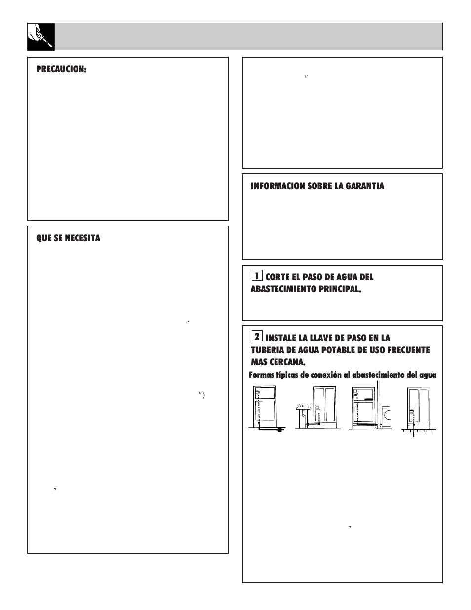 12 instalacion de la tuberia del agua | GE 162D7740P005 User Manual | Page 32 / 40