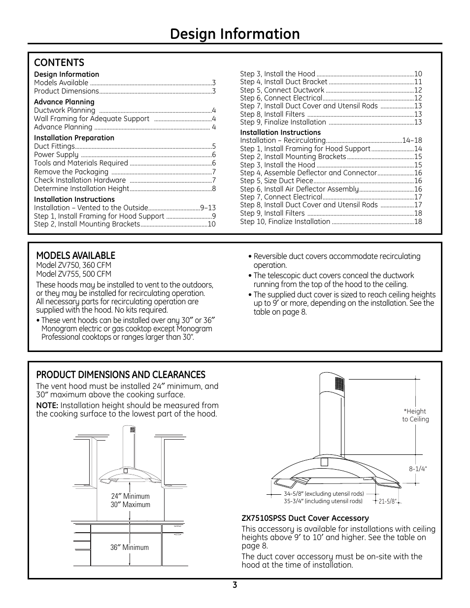 GE Monogram ZV755 User Manual | Page 3 / 56