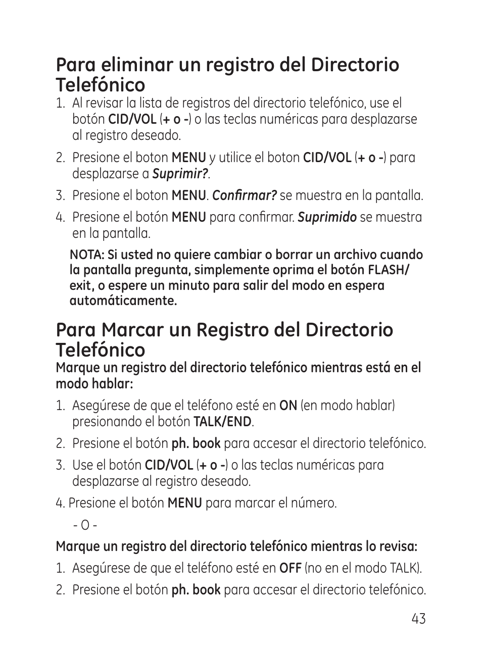 Para marcar un registro del directorio telefónico | GE 27951 User Manual | Page 103 / 120