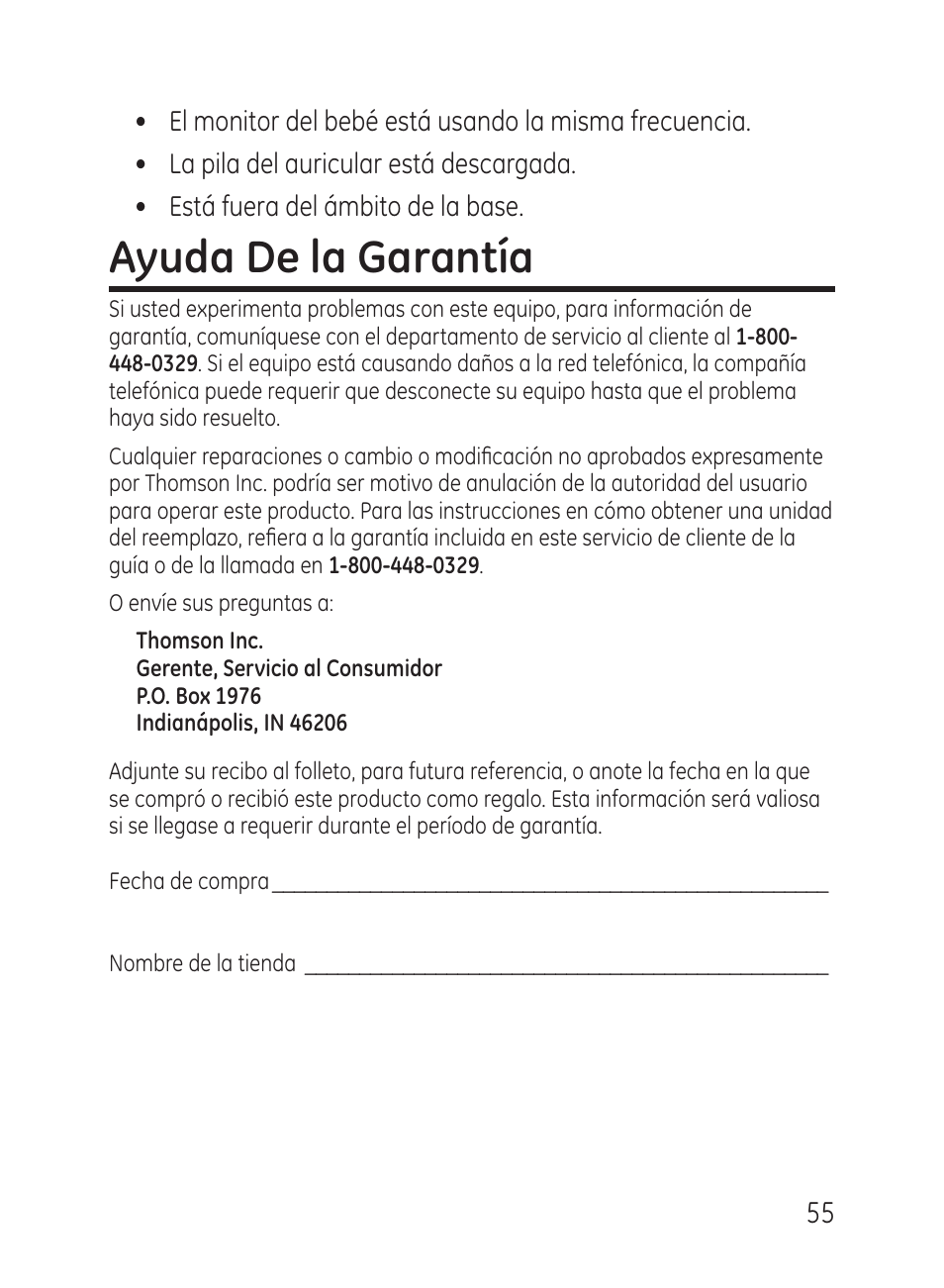 Ayuda de la garantía | GE 27951 User Manual | Page 115 / 120