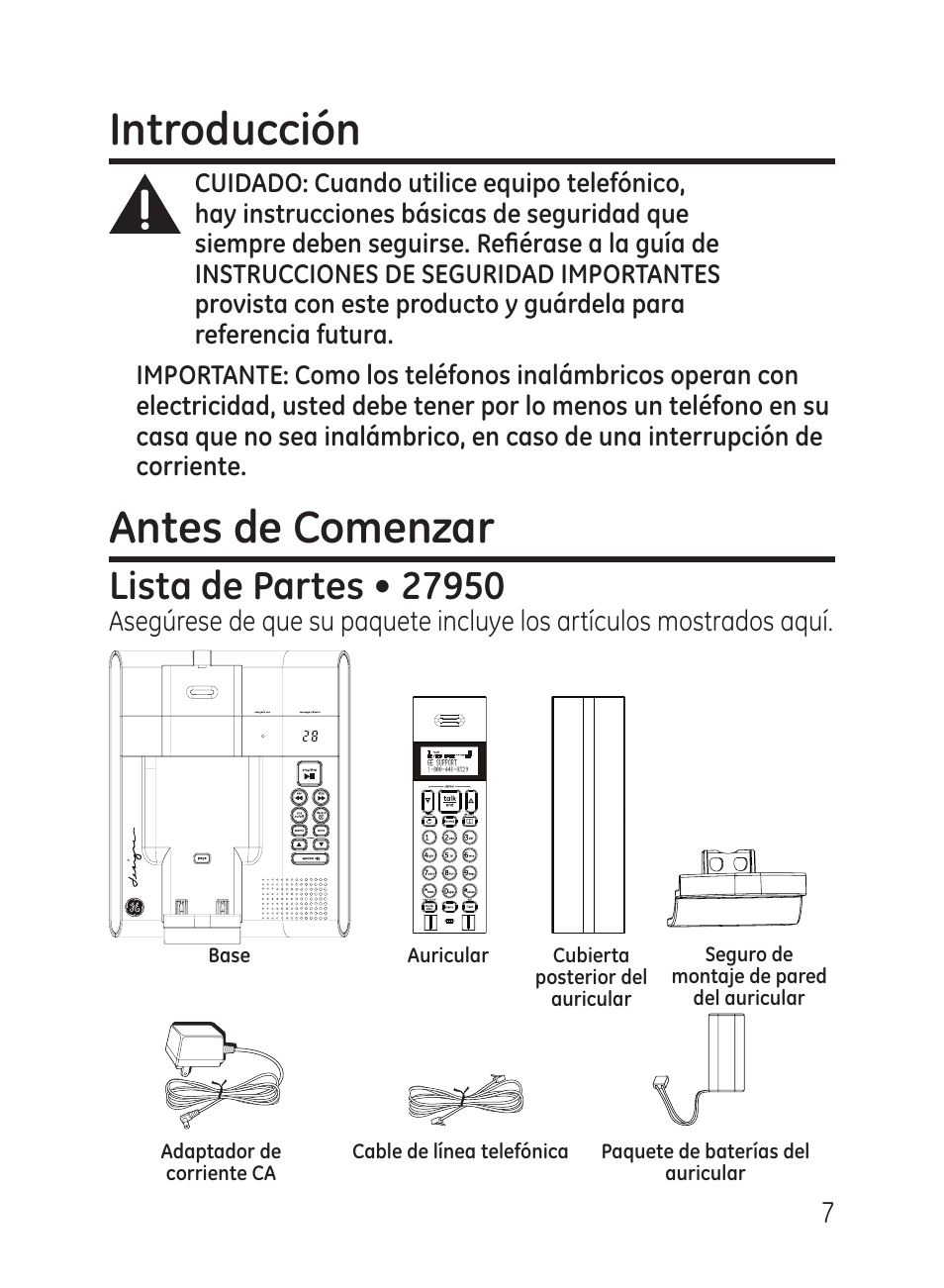 Introducción, Antes de comenzar | GE 27951 User Manual | Page 67 / 120