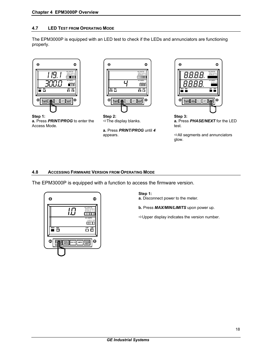 0 i i9, 7 led t, Ge industrial systems 18 | GE EPM 3000P User Manual | Page 23 / 46