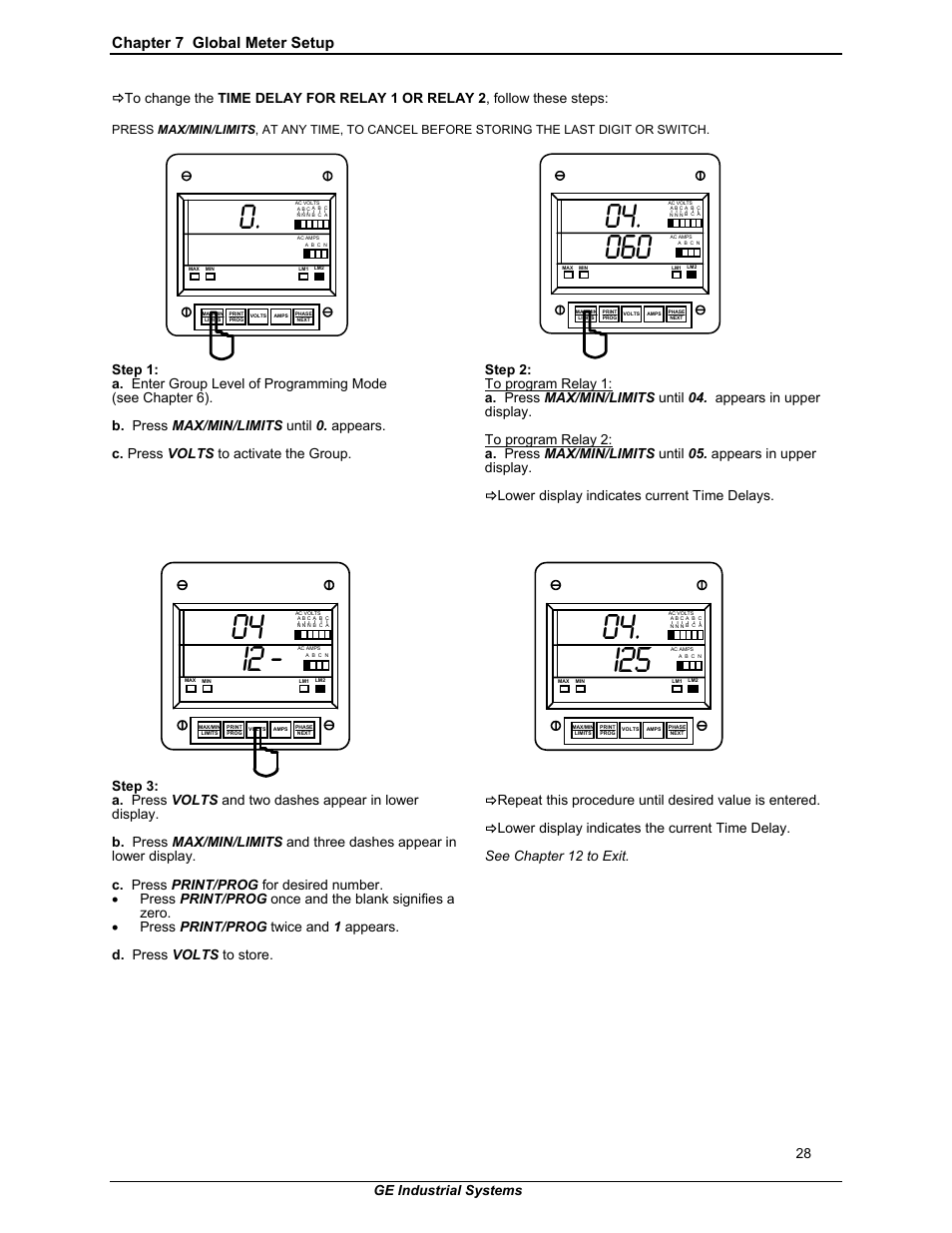 Chapter 7 global meter setup, Ge industrial systems | GE EPM 3000P User Manual | Page 33 / 46